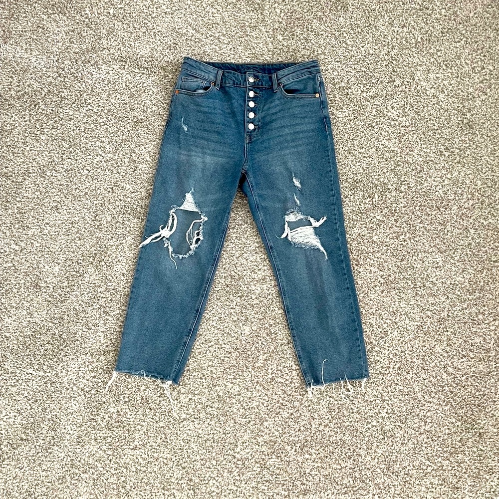 Wild fable button fly wide straight cropped jeans size 10